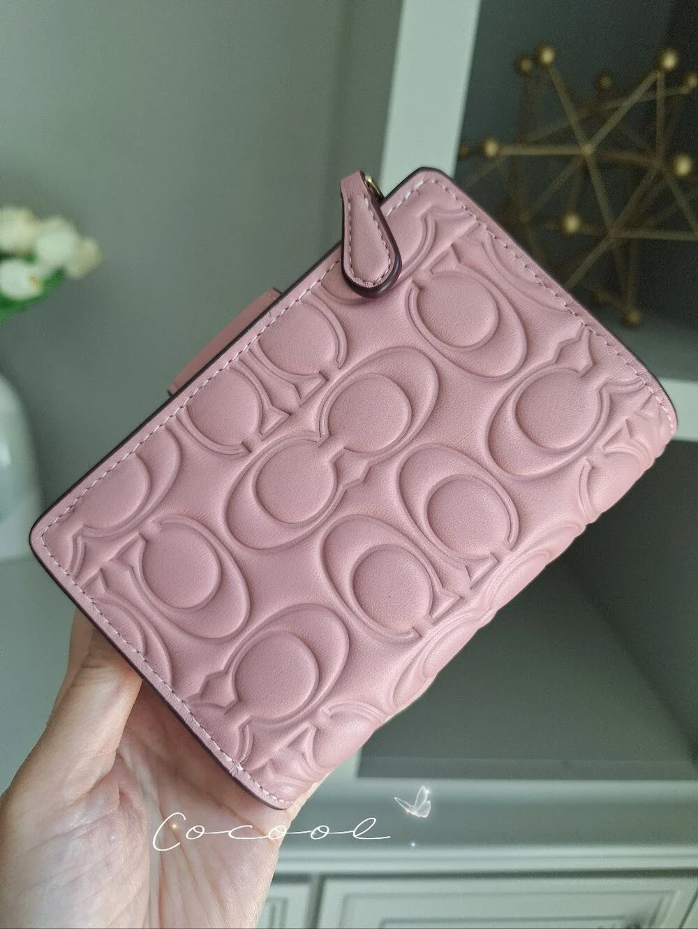 NWT Coach Medium Corner Zip Wallet In Signature Canvas pink Petal color 🔥🔥🔥